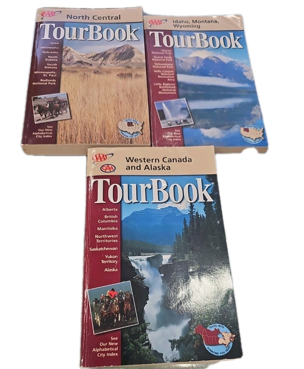 Lot Of 3 AAA Tour Book MT, ID, &Wyo. USA North Central, Eastern Canada & AK.